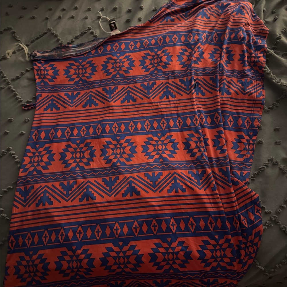 Tribal Print Women's Top - Orange and Blue